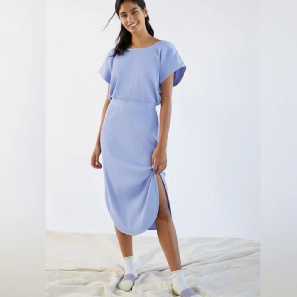 Anthropologie Daily Practice Lilac Ribbed Knit Dolman-Sleeved Midi Dress